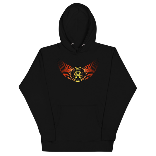 Wolves cry originals Black hoodie with a logo on the chest against a white background