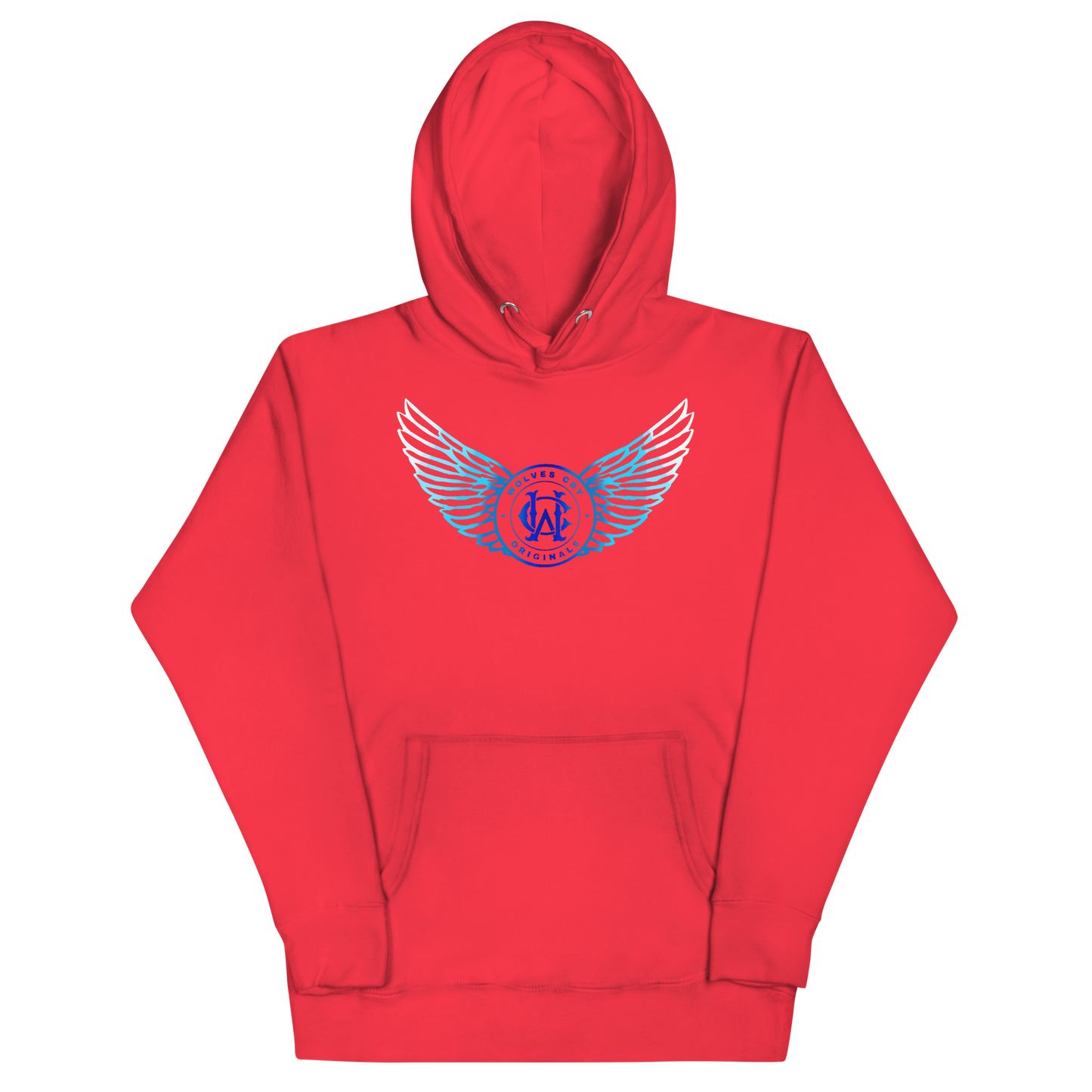 Red Wolves Cry hoodie with a blue and white logo on a white background