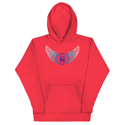 Red Wolves Cry hoodie with a blue and white logo on a white background