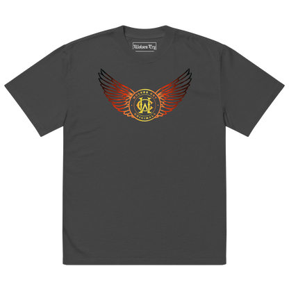 Black t-shirt with wolves cry flight academy logo on a white background