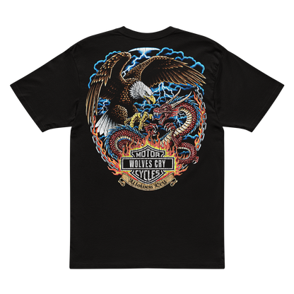 Product mock-up of wolves heavens tee shirt 