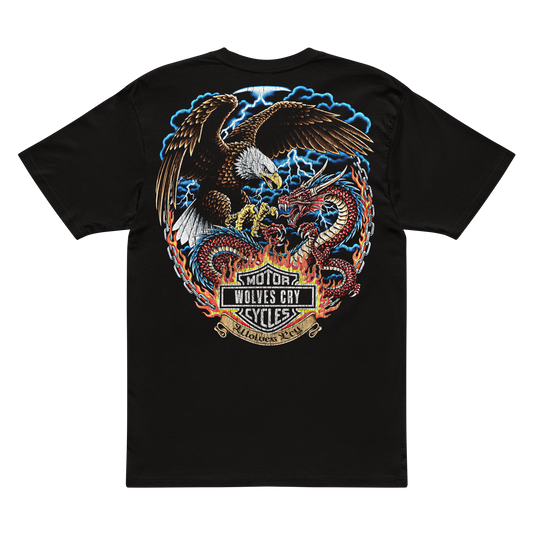Product mock-up of wolves heavens tee shirt 