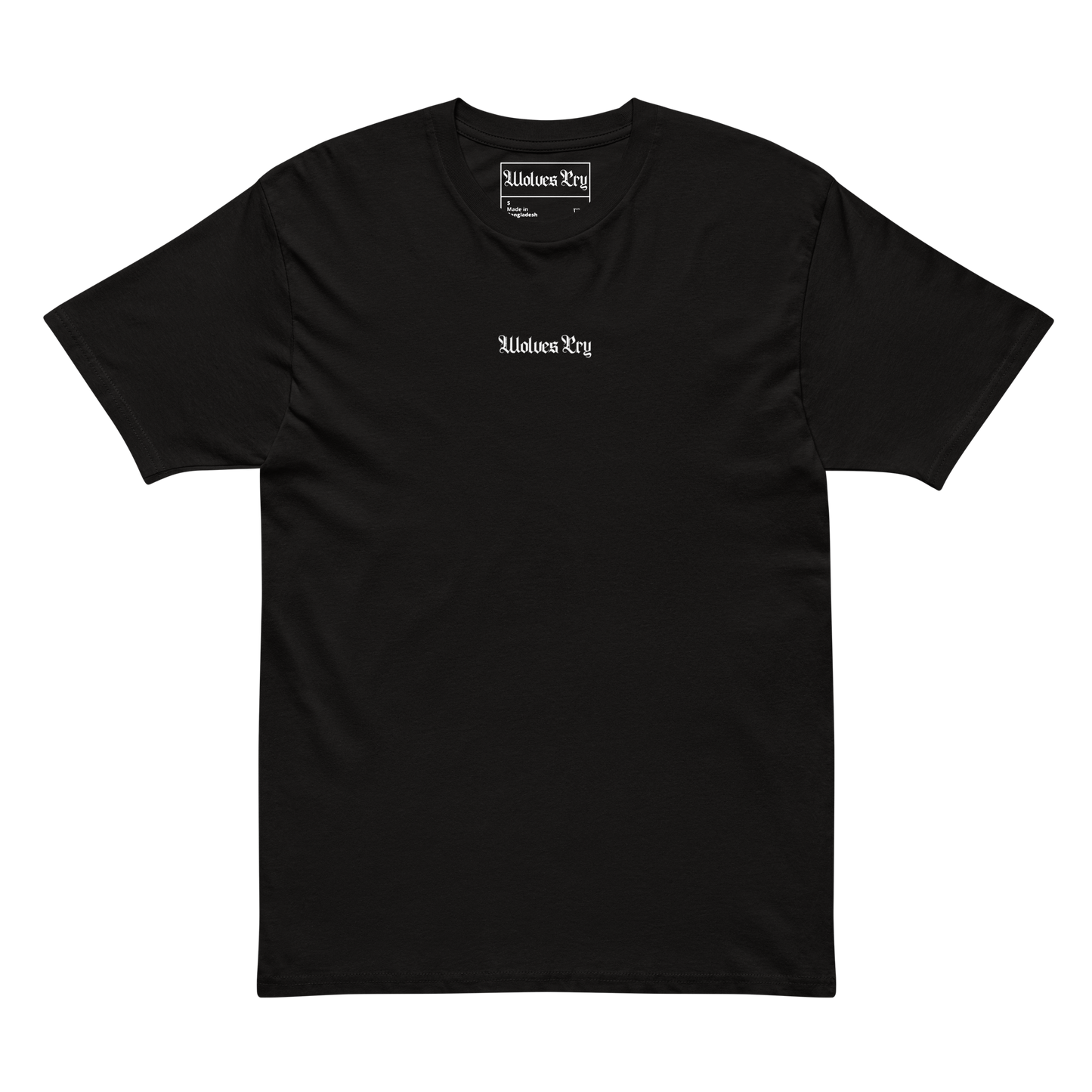 Product mockup wolves cry tee shirt front view 