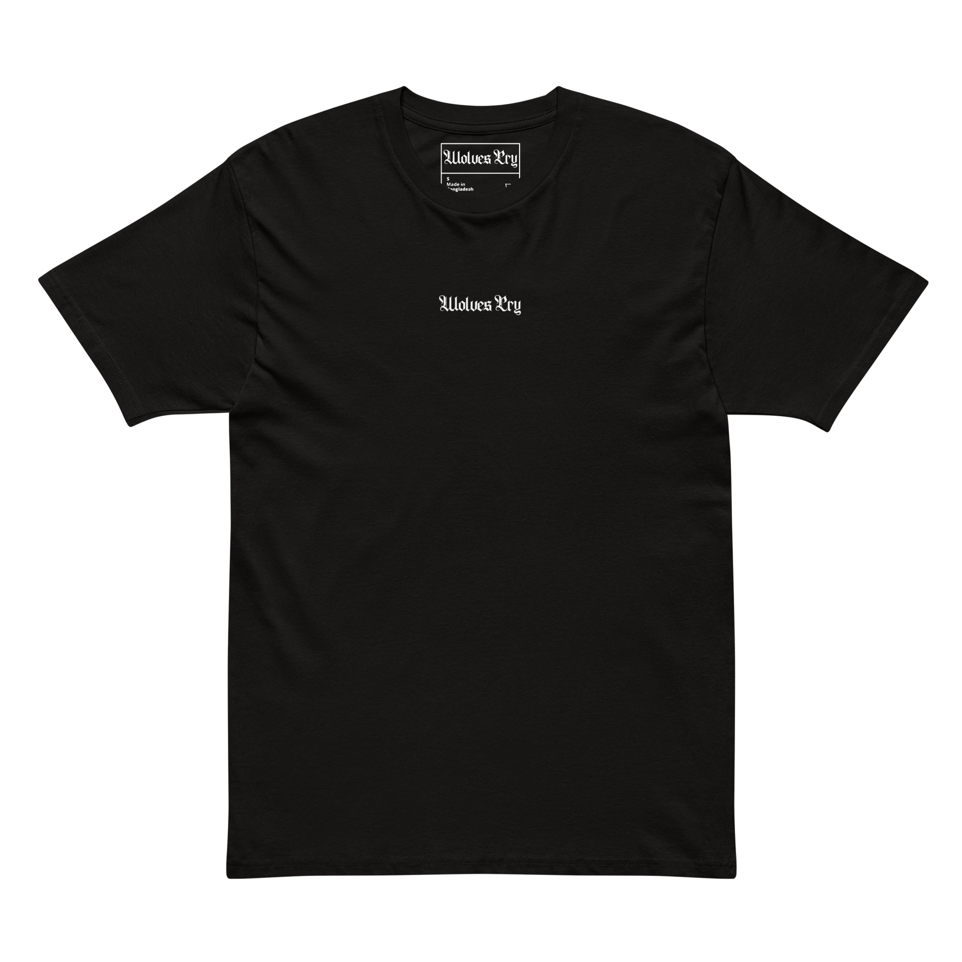 Product mockup wolves cry tee shirt front view 